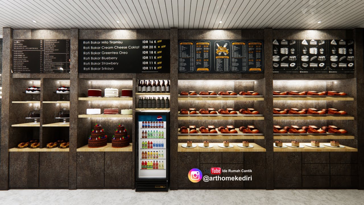 Interior Blitar-Desain Toko KUE LAPIS ROTI  KUKUS Tema Industrial Modern yang ELEGAN & MEWAH