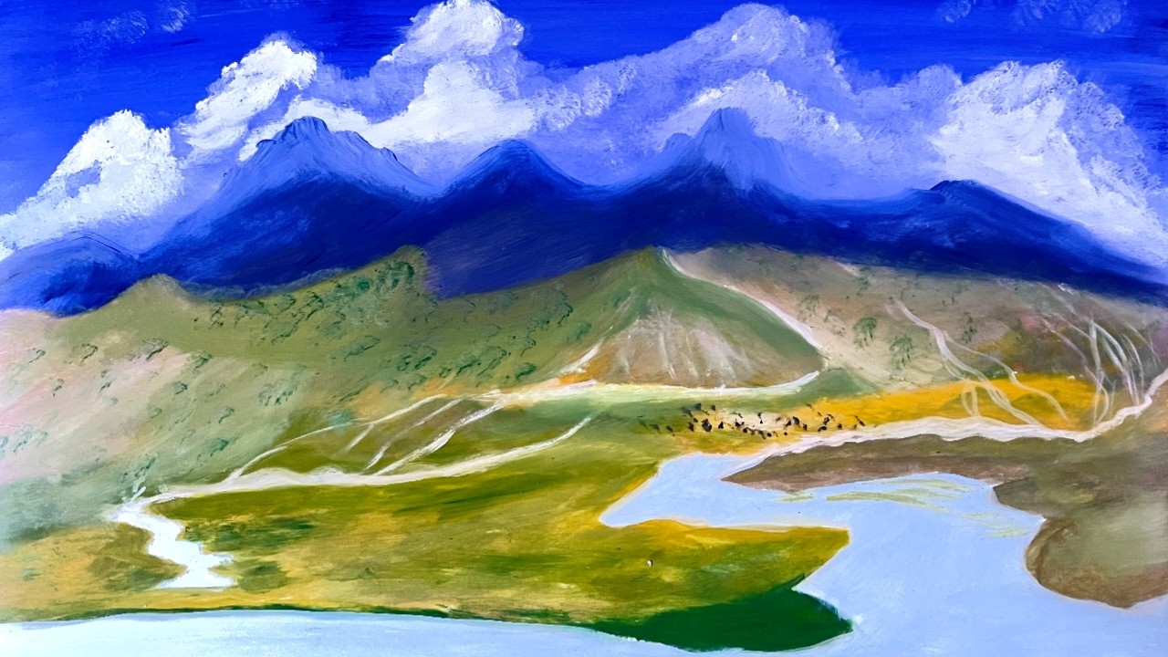 Majestic Mountain Lake Landscape Painting | Beautiful Nature Art Tutorial