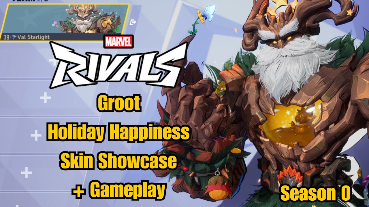 Groot | Holiday Happiness Skin Showcase | Marvel Rivals Gameplay | Season 0