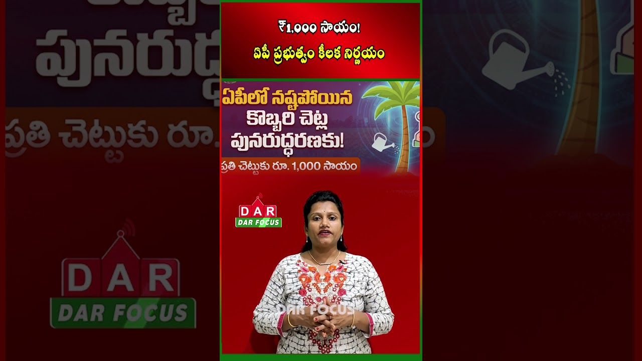Coconut Farmers Alert: ₹1,000 Support Announced for Tree Restoration in AP | DAR FOCUS #darfocus