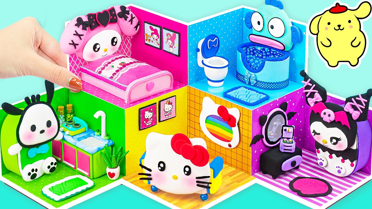 Build Sanrio 5 Color Fantasy House with Hello Kitty, Kuromi, My Melody & Friend💖 DIY Mini Clay House