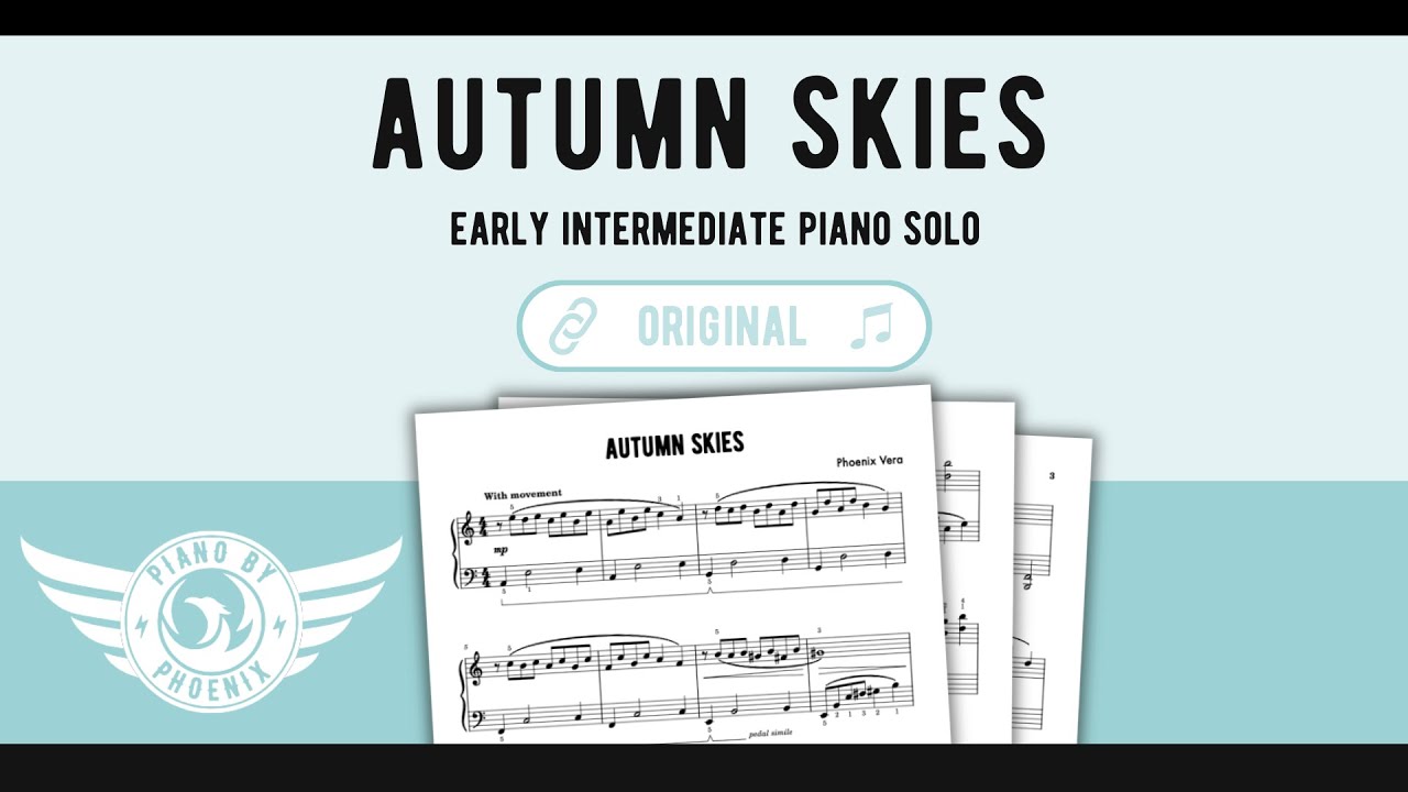 Autumn Skies - Halloween Early Intermediate Piano Solo Sheet Music Demo (Original by Phoenix)
