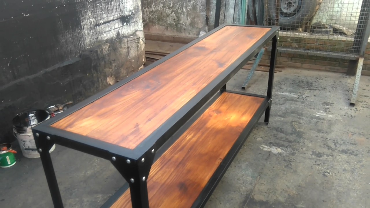 Mesa de metal madera remache roblon herreria victoria 1541750913