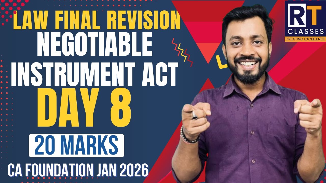 CA Foundation Law Final Revision Day 8 | Negotiable Instruments Act  | One Shot | Imp Que | Jan 2026