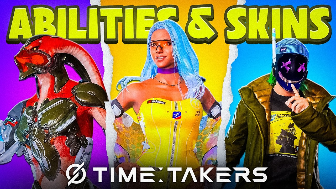 TIME TAKERS Character ABILITIES and SKINS Showcase!