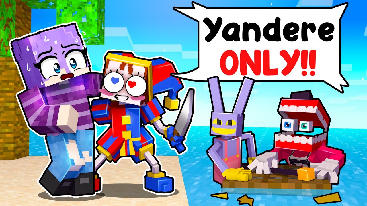 STUCK with YANDERE POMNI in Minecraft!!
