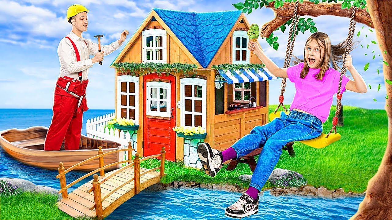 Dad vs. Stiefdad! Wir Bauen ein Winziges Haus am See zu Hause