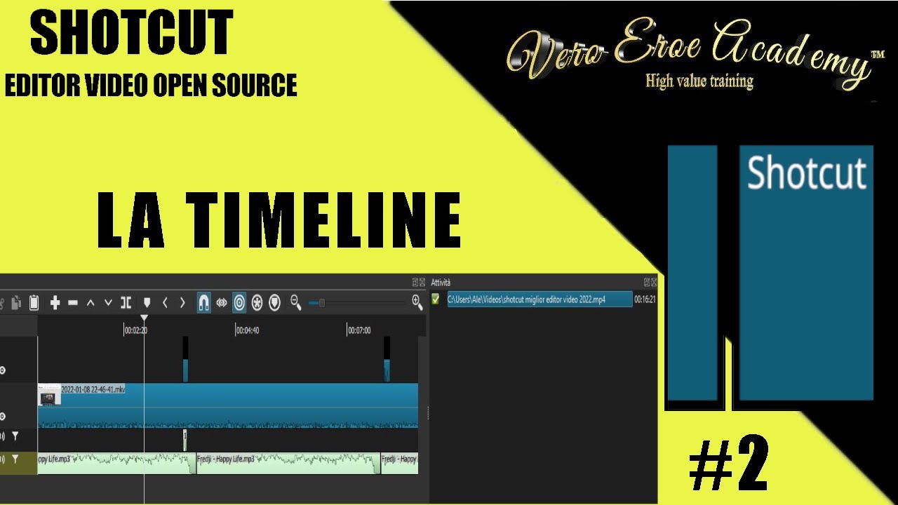 SHOTCUT TUTORIAL ITALIANO - LEZIONE 2 - LA TIMELINE