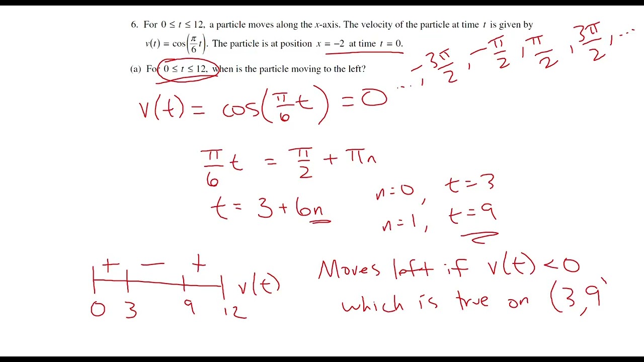 2012 AP Calculus AB FRQ #6 - Motion