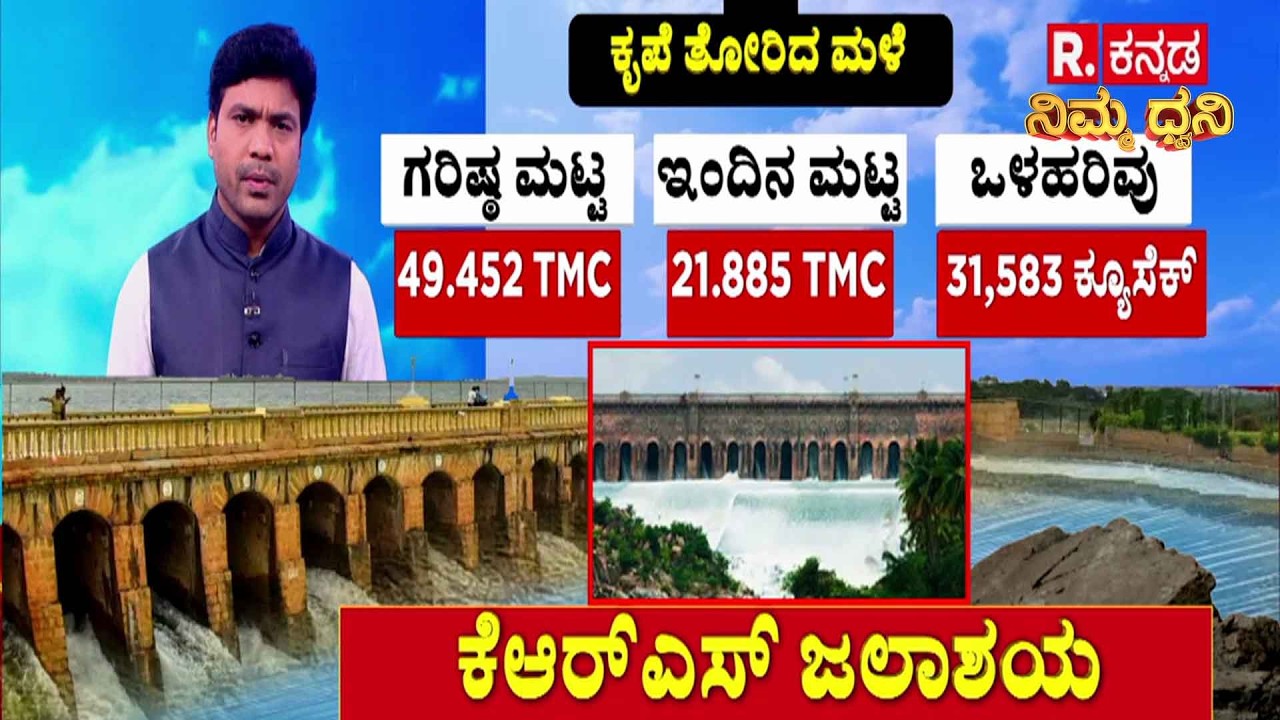 KRS dam water level today | ಇಂದಿನ ಡ್ಯಾಂ ನೀರಿನ ಮಟ್ಟ: ಯಾವ ಅಣೆಕಟ್ಟಿಗೆ ಎಷ್ಟು ನೀರು ಬರ್ತಿದೆ?