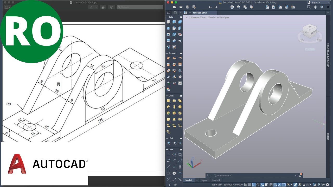 AutoCAD | 3D Tutorial pentru începători | Exercițiu 2