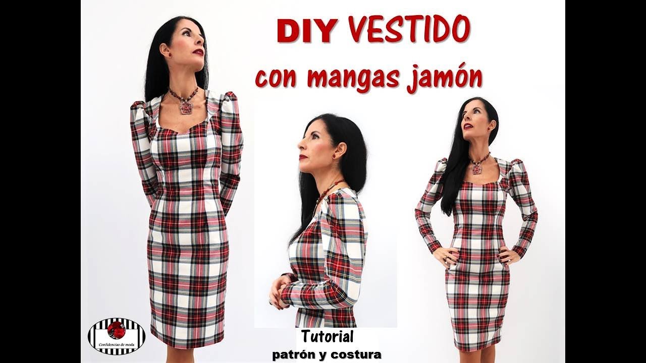 VESTIDO RECTO CON MANGAS JAMÓN. DIY