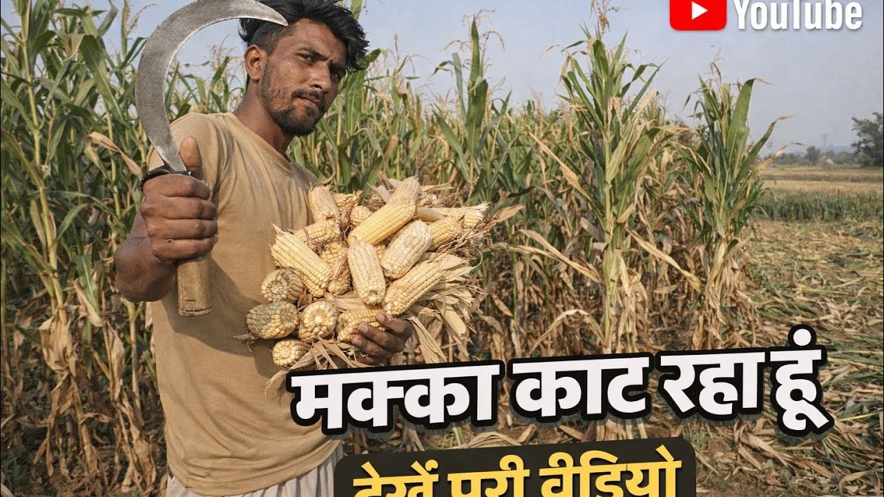 आज मैं मक्का काट रहा हूं 🥺