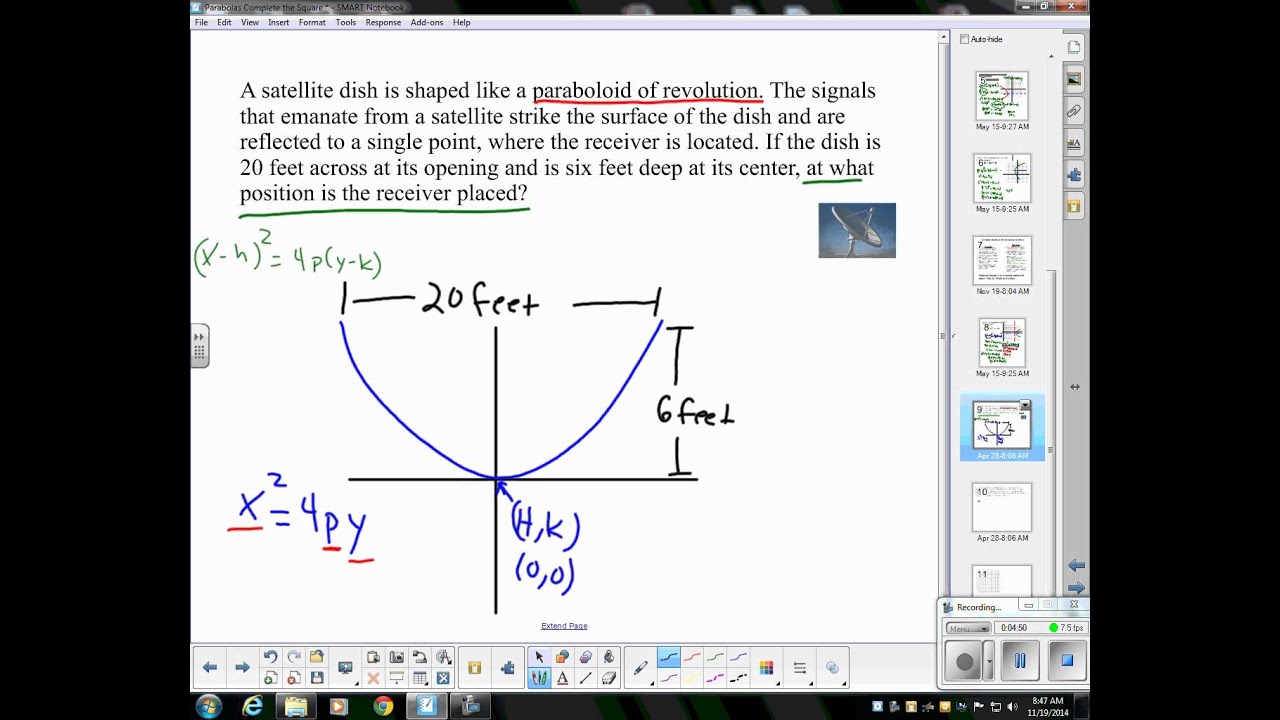 Parabola Satellite Word Problem November19 0850