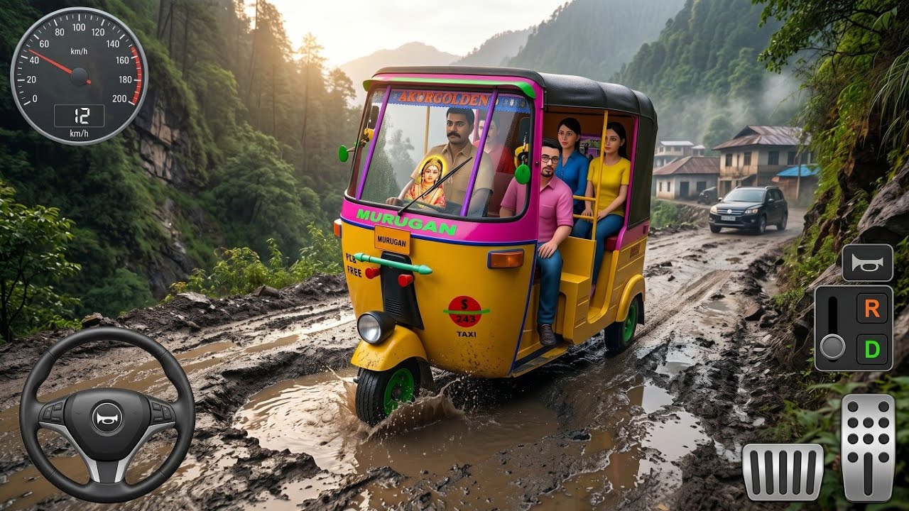 Indian Tuk Tuk Auto Rickshaw 🛺 Broken Mud Off-Road Drive 😱🌧️ | BUSSID Gameplay 