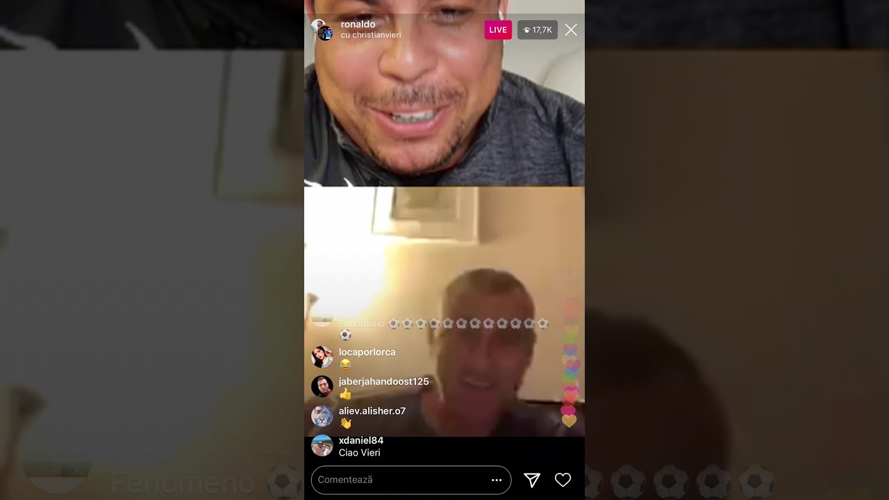Ronaldo go live on IG with “Bobo” Vieri