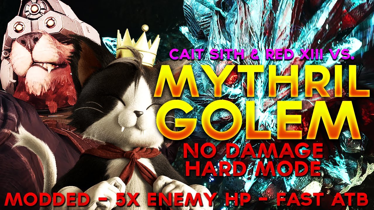 FF7 Rebirth PC - Mythril Golem No Damage - Cait Sith & Red XIII (5X Enemy HP, Fast ATB and more!)