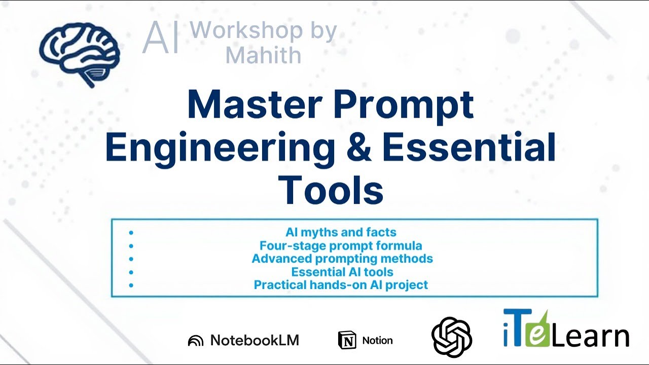 AI workshop by Mahith. Master Prompt Engineering & Essential Tools for 10X Productivity