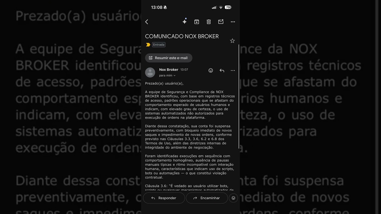 Nox broker bloqueia saques e contas - infinity invest e wallison reis envolvidos