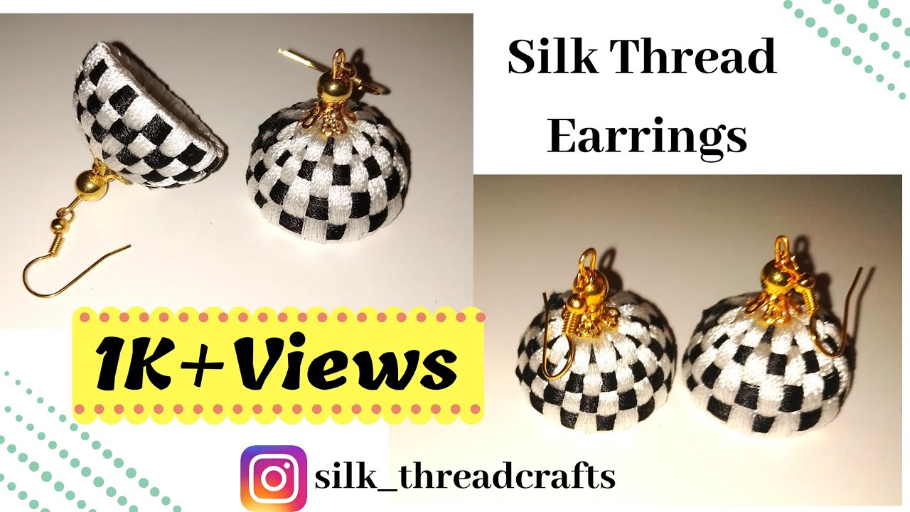 Silk Thread Earrings | Chess board Model Earring | Trendy silk thread Earring