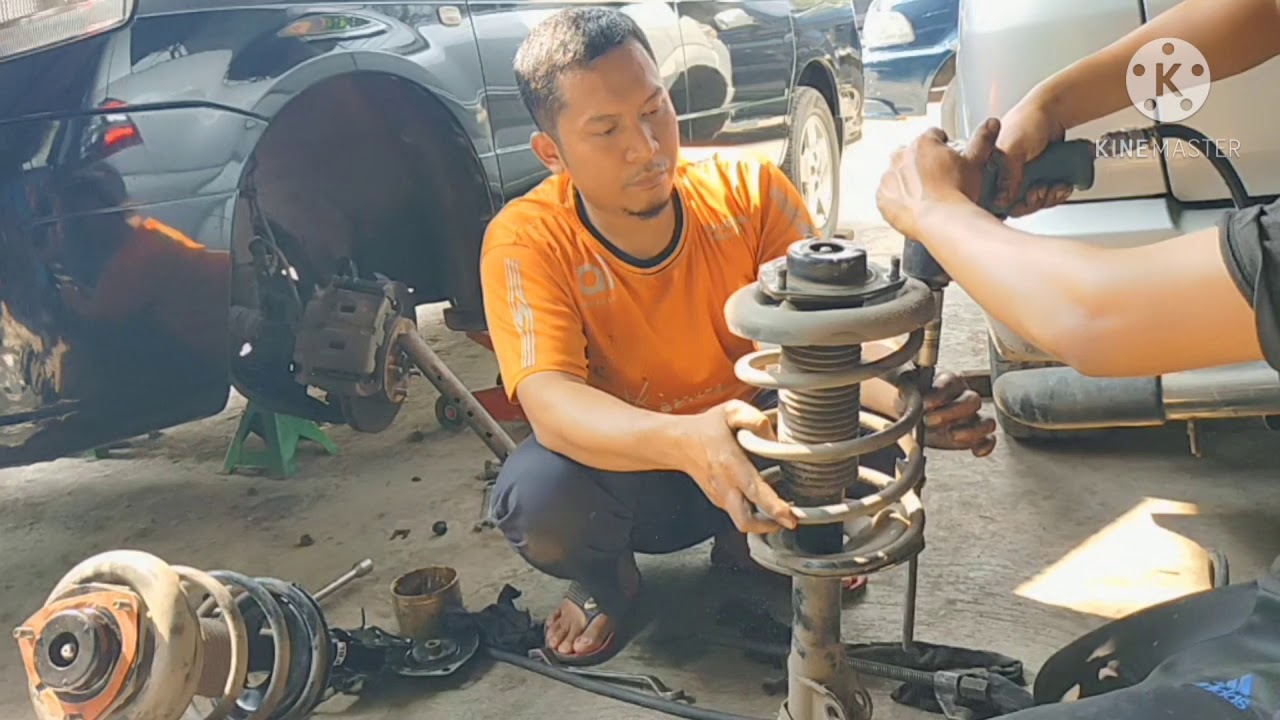 Ganti shockbreaker depan, support shock, stopper, bushing arm dan karet boot racksteer serena c24