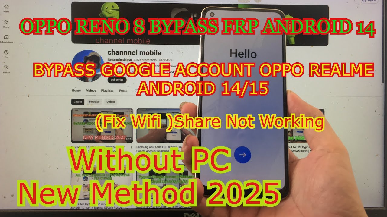 OPPO Reno 8 Bypass FRP Android 14 | All OPPO/REALME Bypass Google Account Android 14/15| Without pc