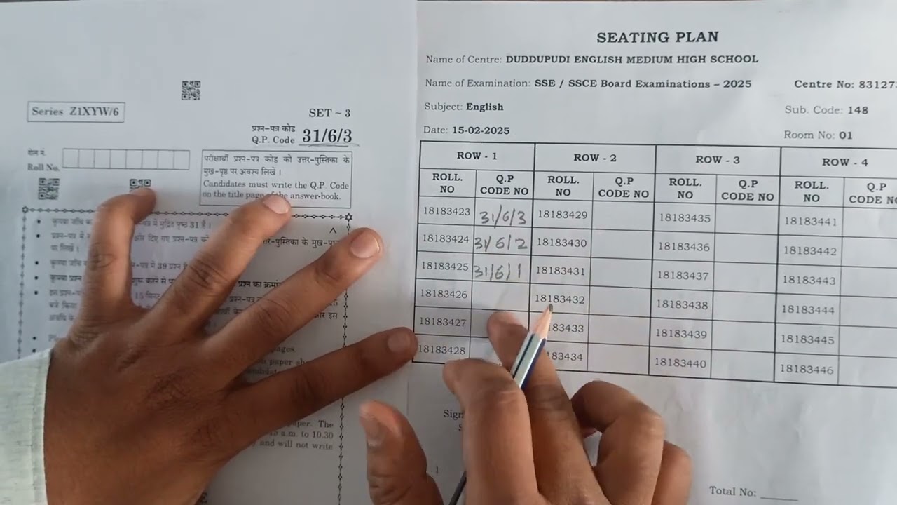 what to fill in seating plan by assistant superintendents CBSE board exams