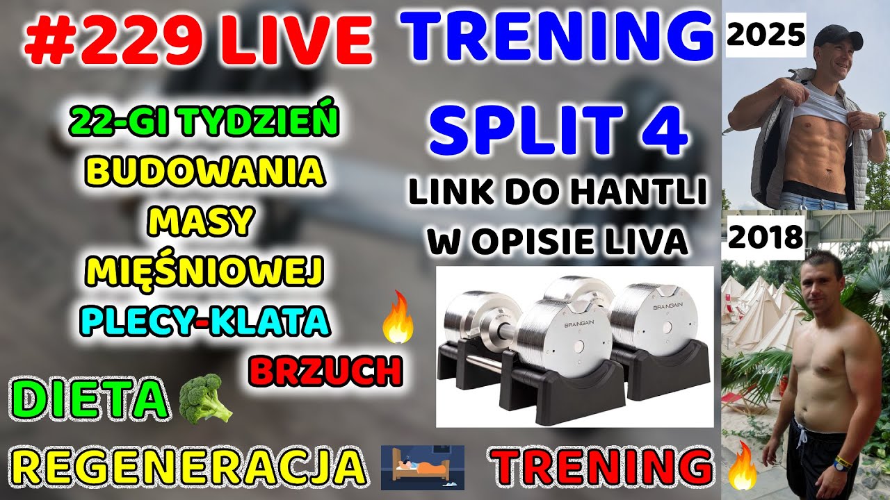 #229 LIVE🔥💪🏼🏋🏼W treningu PLECY - KLATA - BRZUCH l Trening SPLIT 4 l Budowanie mięśni #sprawność