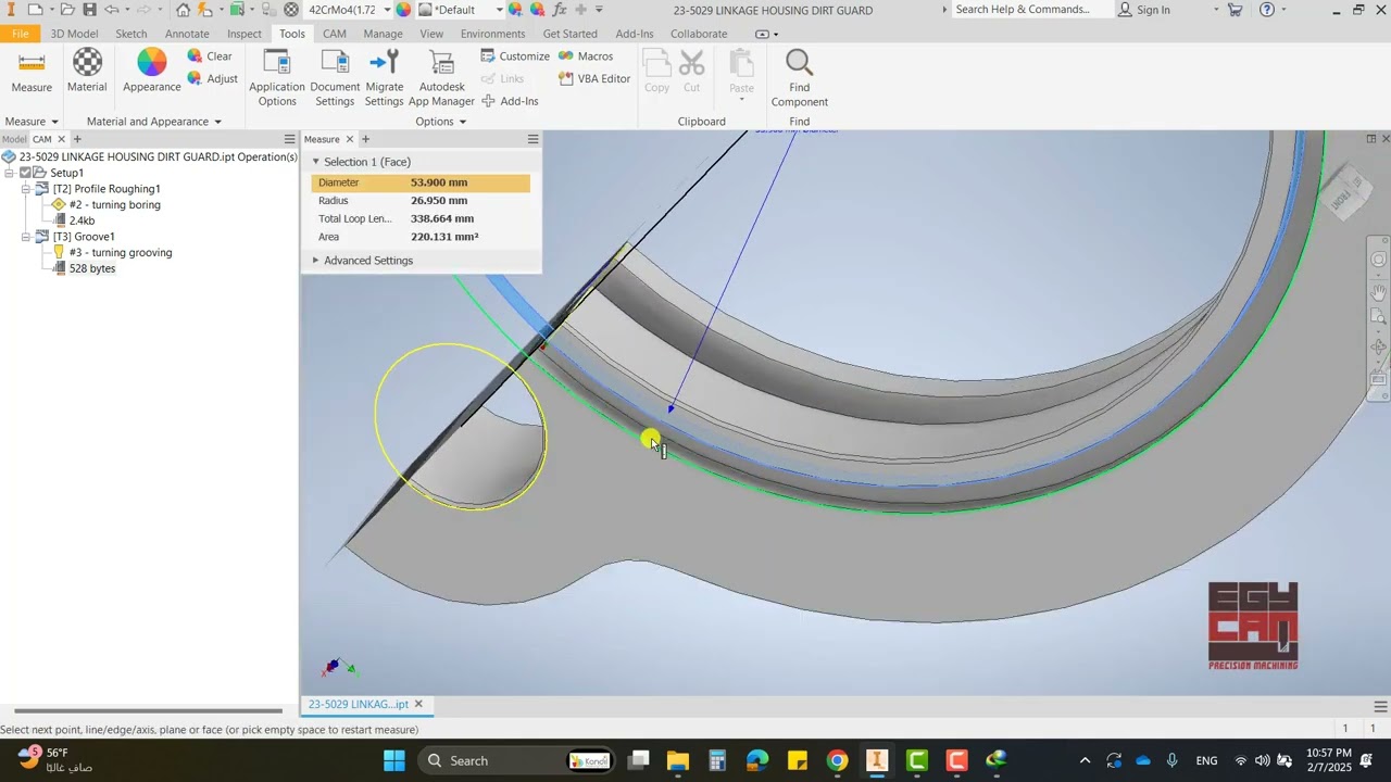 InventorCAM-Fusion360 Mill- turning examples- DIRT GUARD  امثلة على الانفينتور كام