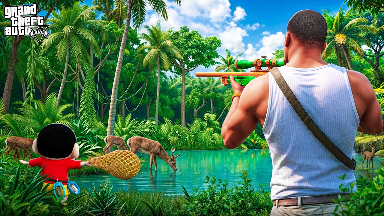 Franklin & Shinchan Go to the Wild Forest to Hunt a Deer! 🦌🌲 | GTA 5 Malayalam