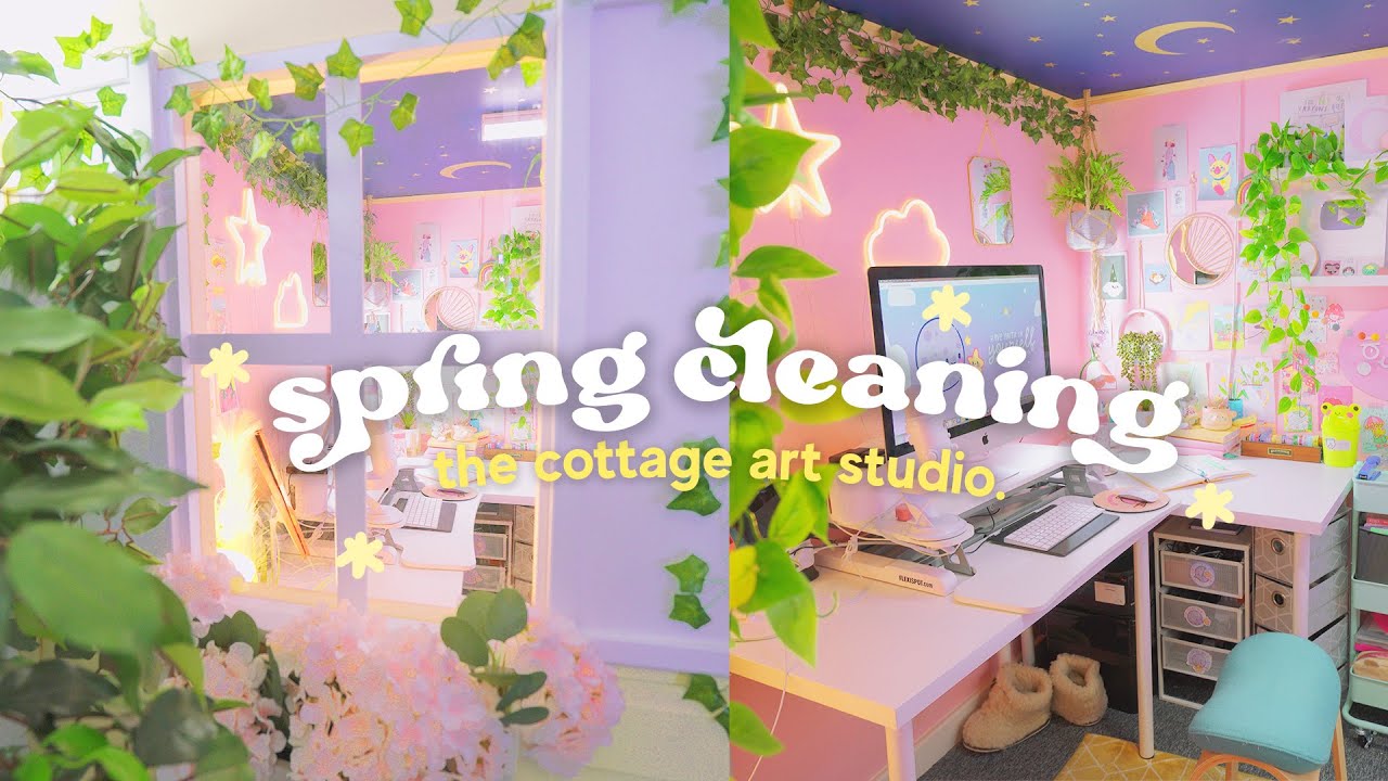 STUDIO VLOG ✦ Spring cleaning my Cottage art studio, Packing orders & Illustrating