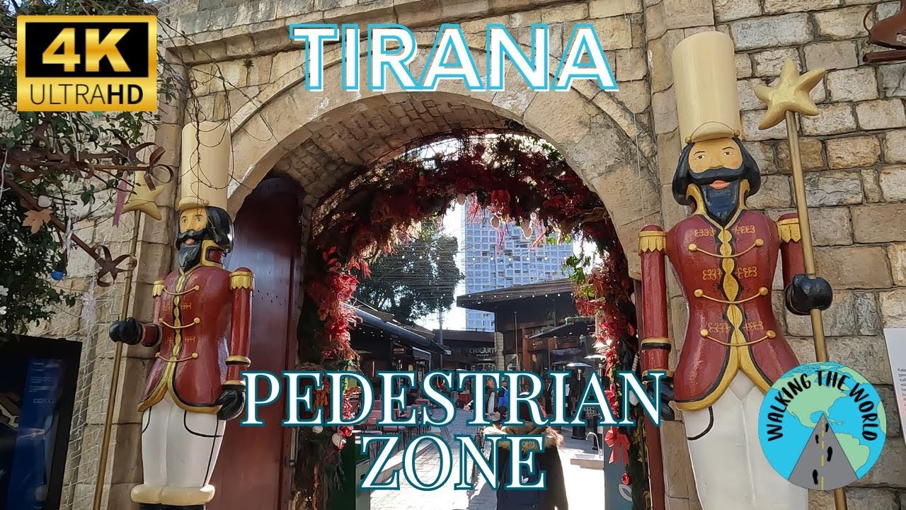 Tirana Pedestrian Zone and Tirana Castle 4k walking tour video Tirana Albania