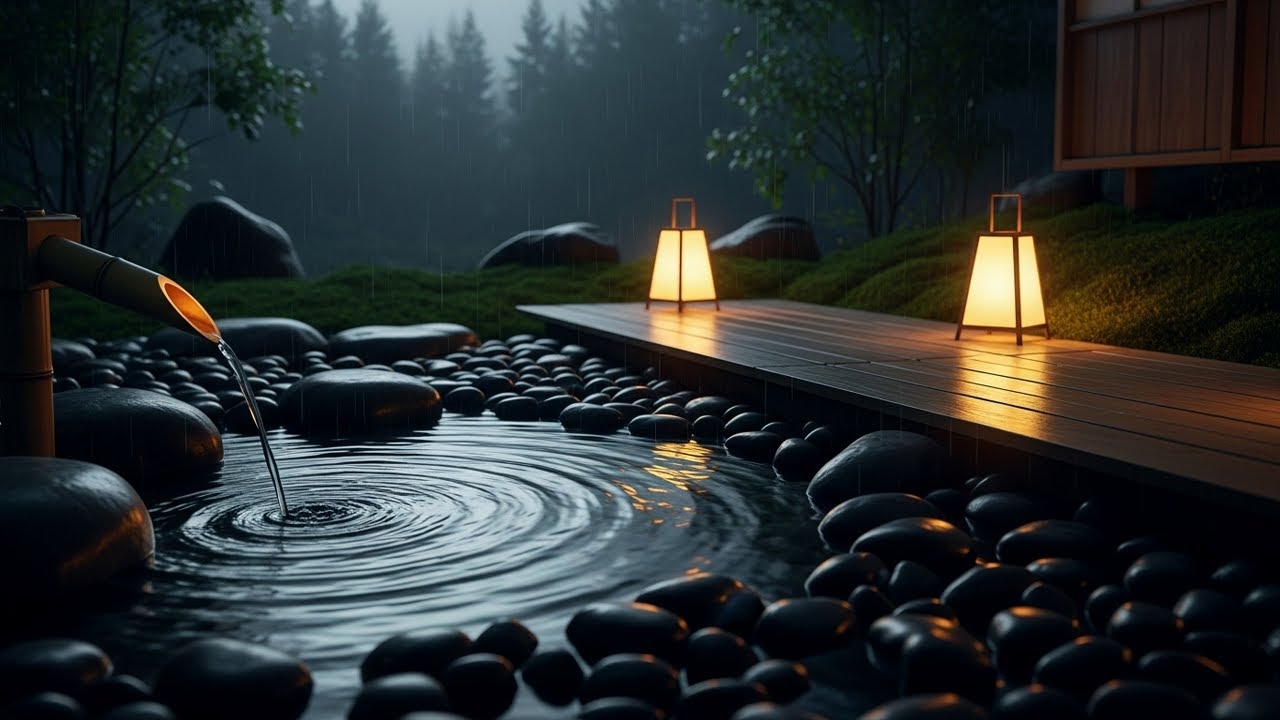 30 Minutes Relaxing Sleep Music 🌙 Slow Japanese Zen Rain & Calm Nature
