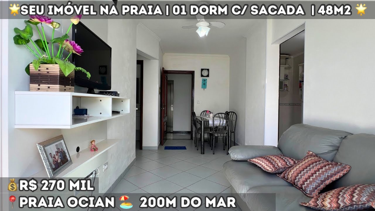🏝️Praia Grande | 01 Dormitório c/ Sacada | Lazer | Localização Privilegiada 📍💰R$ 270 MIL 