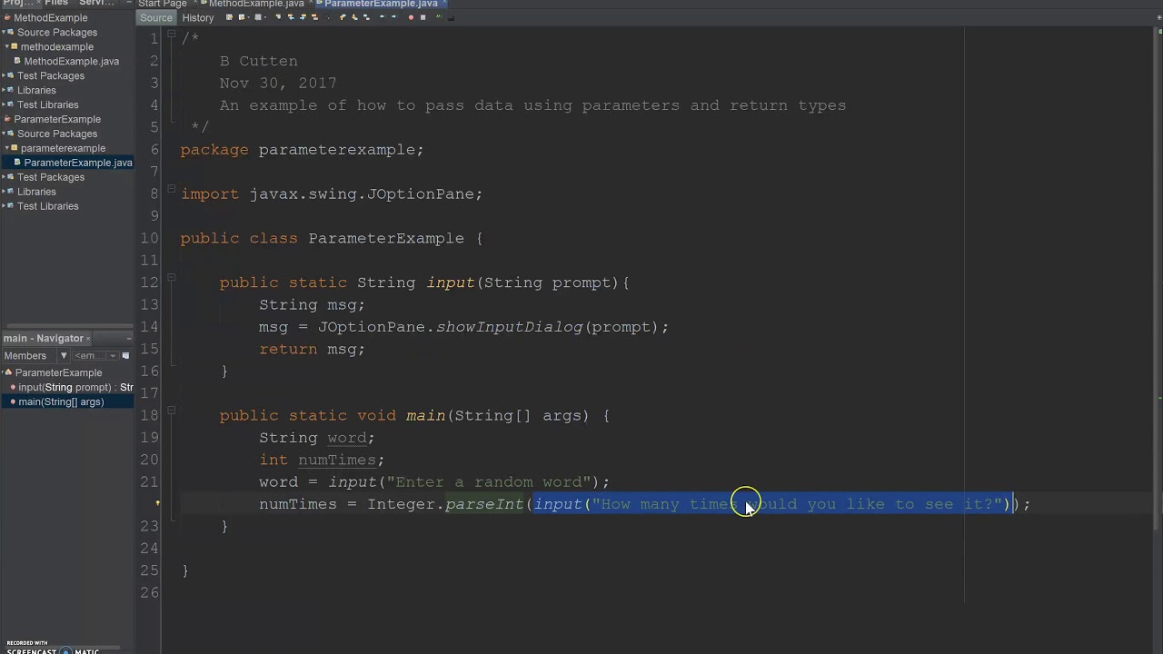 Parameters and Return Types in Java