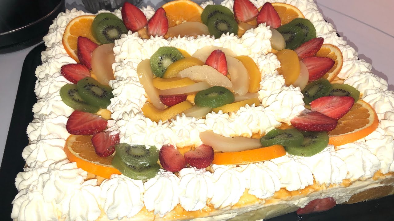 Recette g&acirc;teau aux fruits 🍍🥝 🍊 cr&egrave;me diplomate
