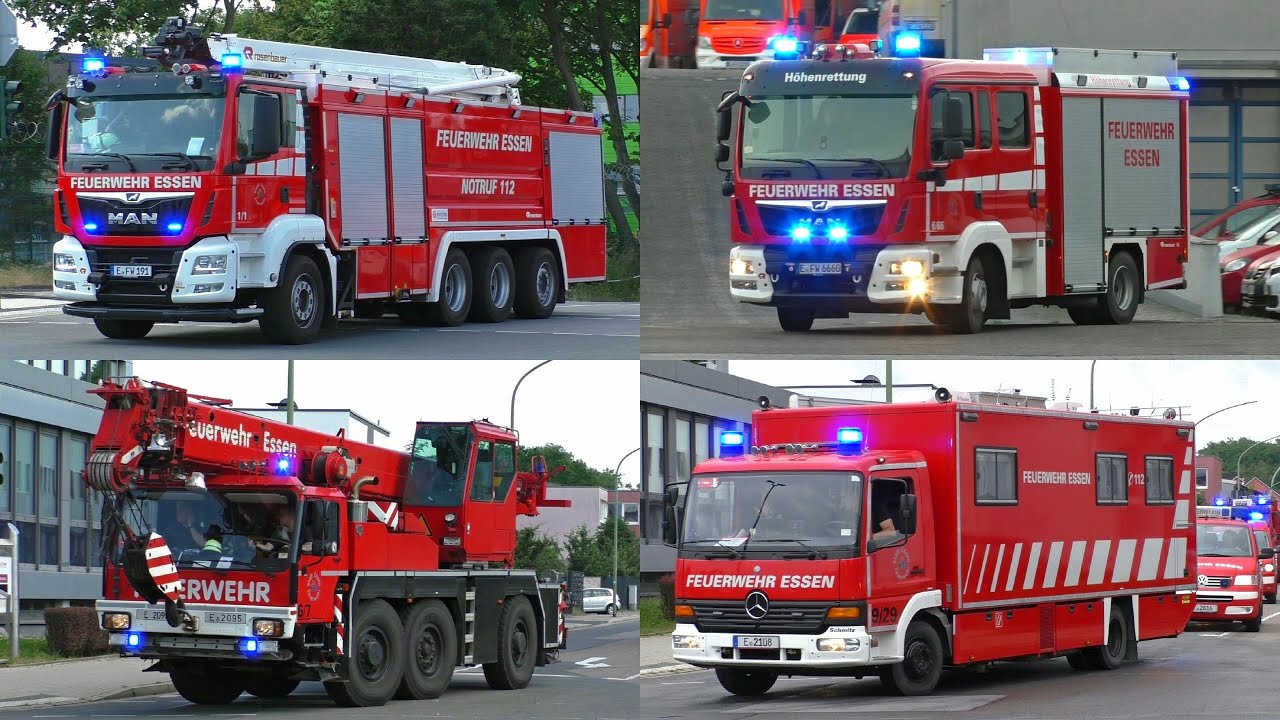 [GTLF besetzt KRAN!] FEUERWEHR ESSEN - ELW2, Höhenretter & MEHR! | Einsatzfahrten der Feuerwache 1