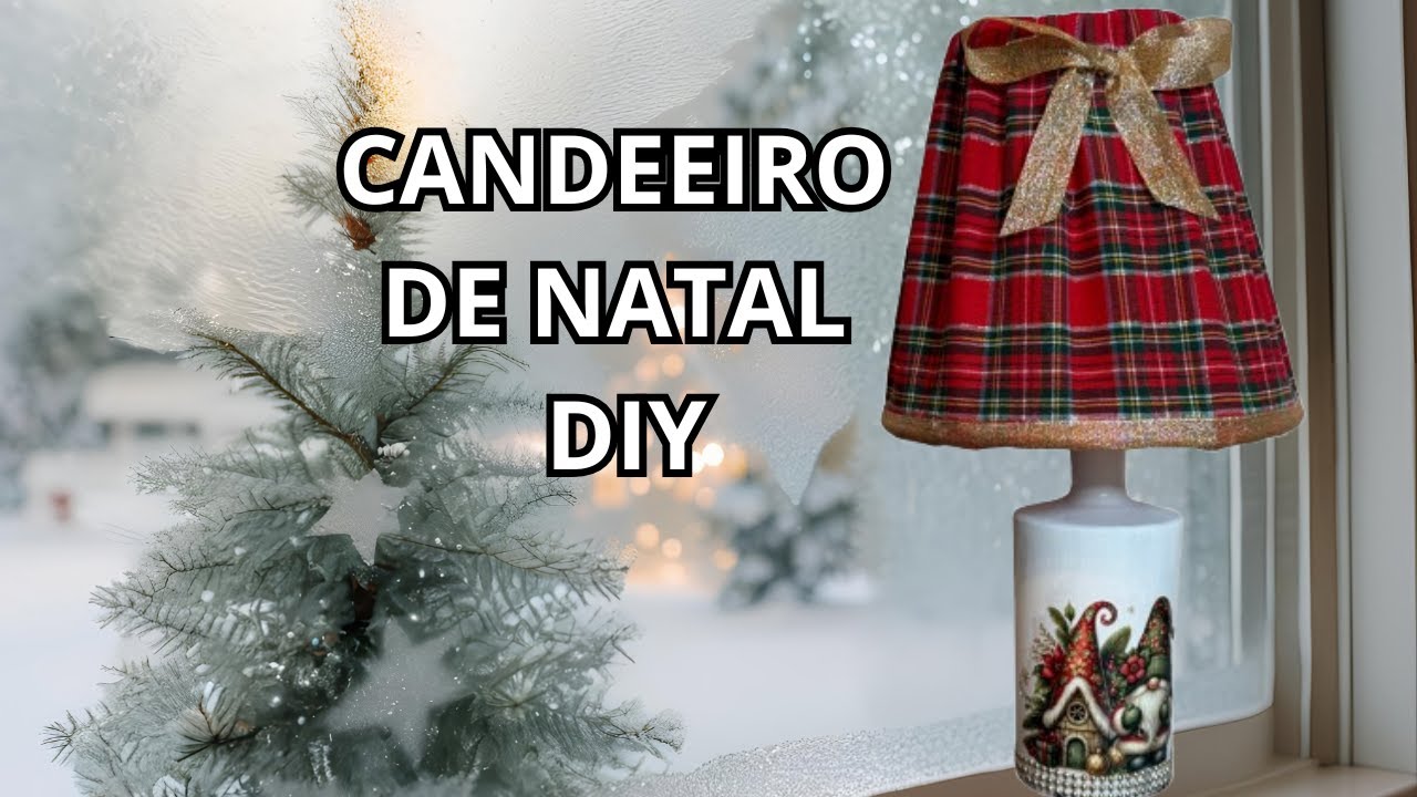 Candeeiro de Natal feito com garrafa reciclada 🎄 | DIY fácil e económico com tecido natalino