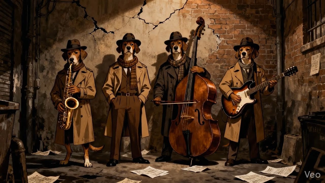 Cachorros patinam pela floresta de inverno – Jazz para concentração profunda e criatividade