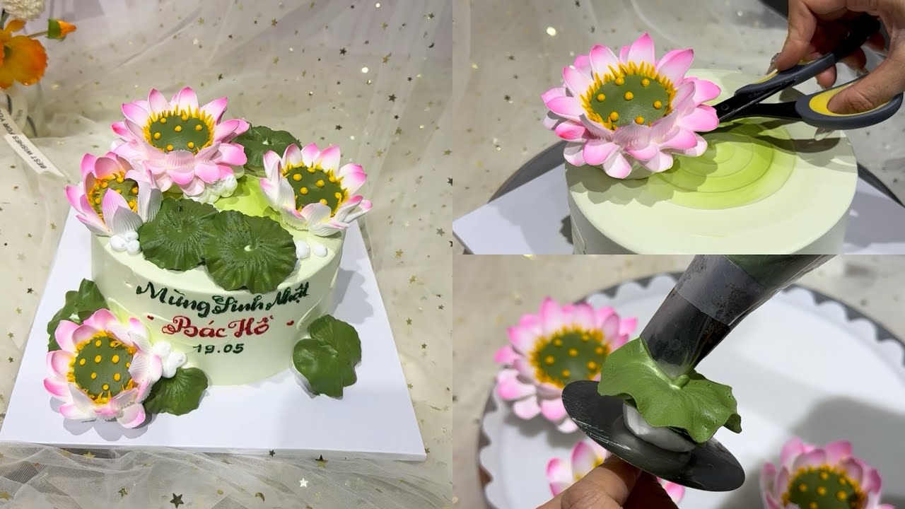 Làm bánh kem Hoa Sen |Dieulinhcake