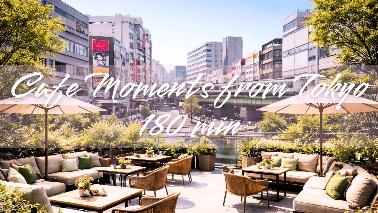 Tokyo Downtown Terrace Café BGM | 180min Relaxing Piano & Japanese Instruments