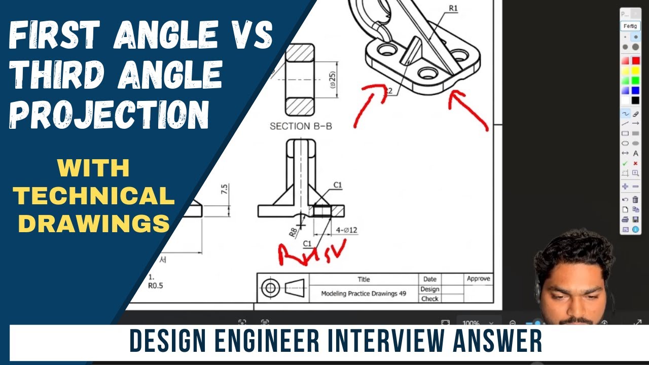 First Angle vs Third Angle Projection Difference I Mechanical Design Engineering Interview