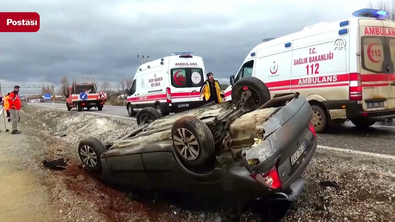 Konya'da devrilen otomobildeki 6 kişi yaralandı