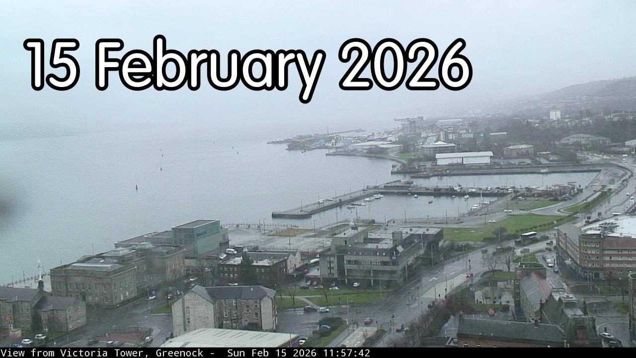15 February 2026 - Greenock's Victoria Tower webcam