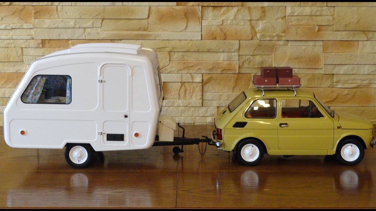 Prezentacja modelu Polskiego Fiata 126p i przyczepy Niewiadów N126, skala 1:8 - DeAgostini