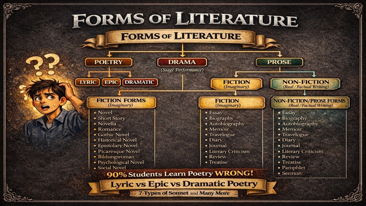Forms of English Literature | Lyric, Epic & Dramatic Poetry Explained for TGT/PGT/GIC/NET PART 1