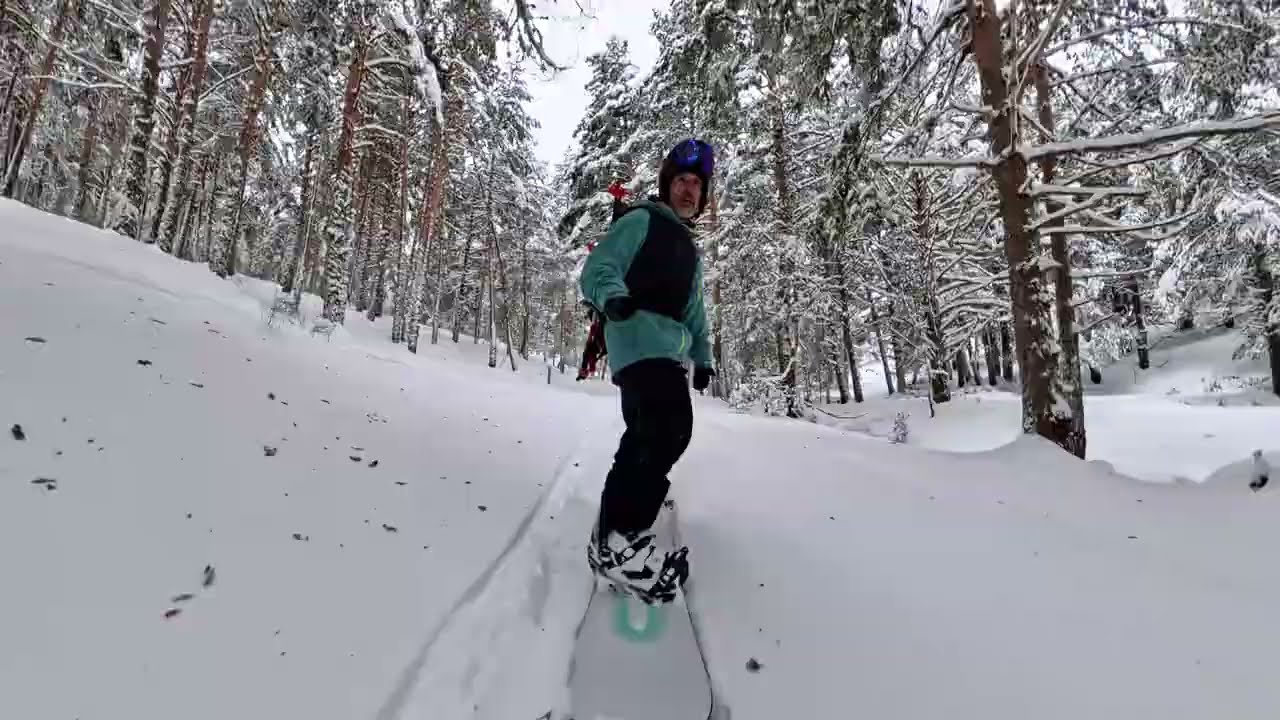 Snowboarding Through a Snowy Forest (Real Sound) Sierra Guadarrama #snow #snowboarding #snowboard