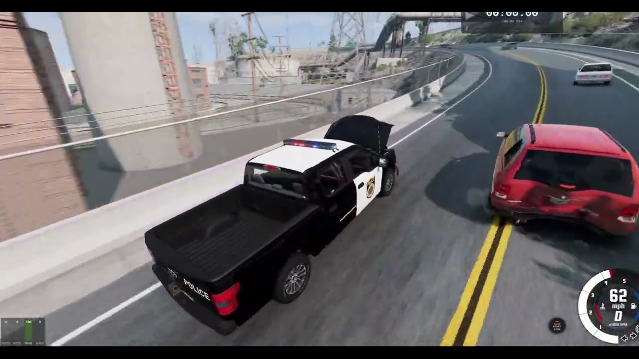 playing as a cop in beamng drive and while driving i caught a near miss happen   hope u enjoy vid