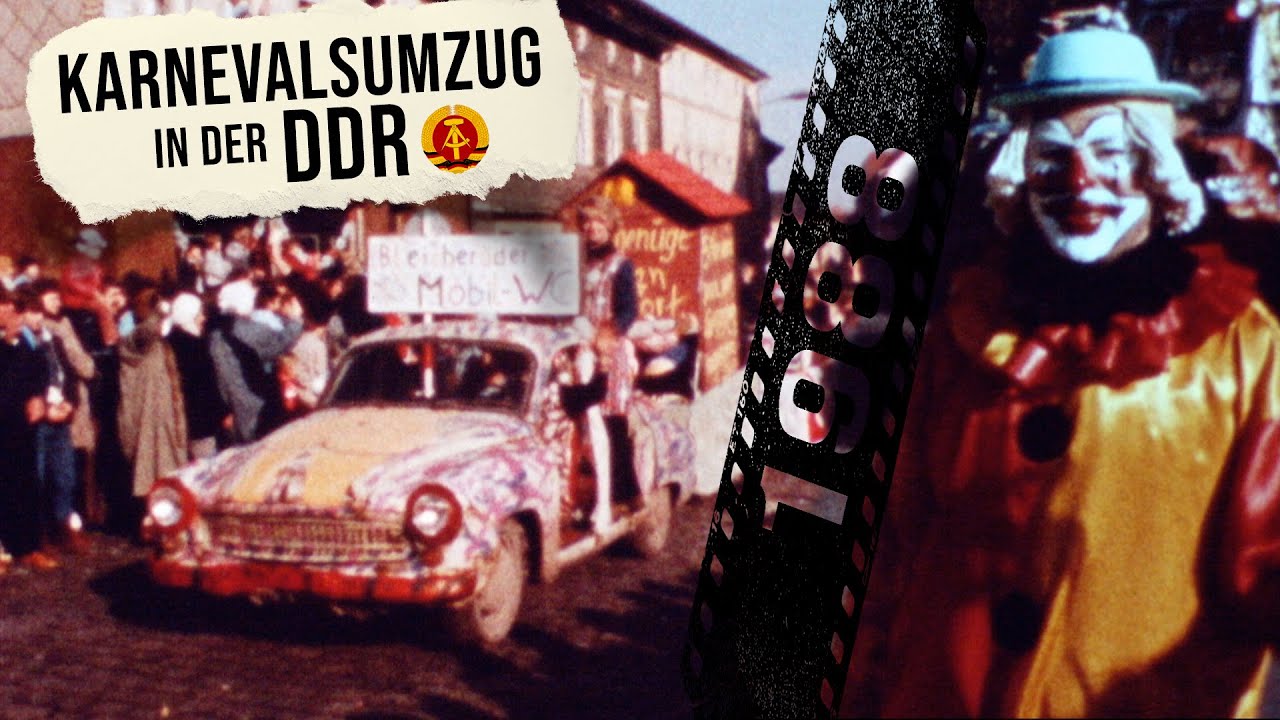 DDR Karnevalsumzug in ostdeutscher Kleinstadt 1988, Privataufnahmen 8mm restauriert, BCC Bleicherode