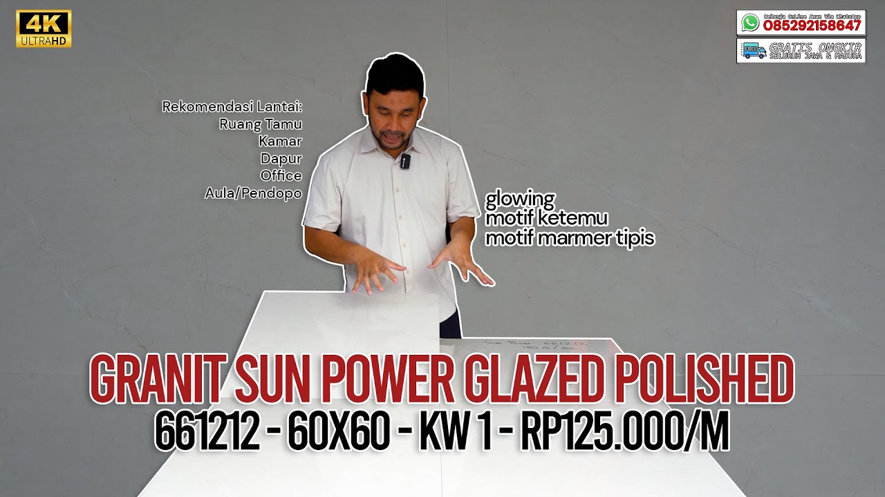 PROMO❗ GRANIT SUN POWER 661212 - 60X60, GLAZED POLISHED,  MOTIF KETEMU, Rp180.000/Dus - KW 1
